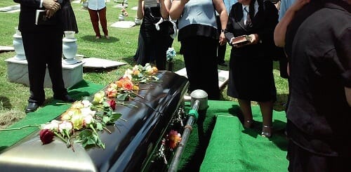 Coffin in a cemetary