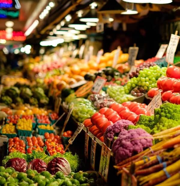 Food Waste - Grocery Aisle of Fruits and Vegetables