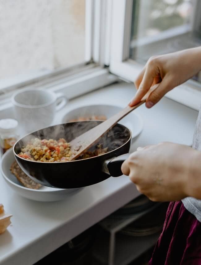 Cooking on stove