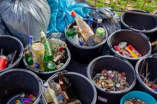 Glass Bottles Sorted for Recycling