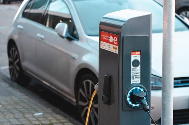 Hybrid Electric Car Being Charged